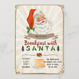 Pequeno almoço com convite de festas do papai noel