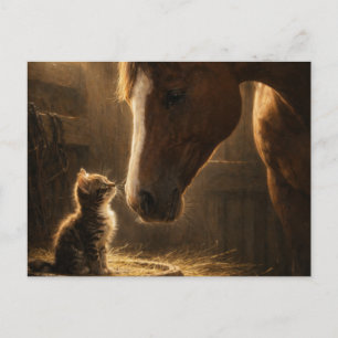 Pequeno Amigo Cavalo & Gatinho Cartão Postal