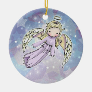 Pequeno Anjo Lavanda nas Estrelas Enfeite