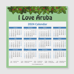 Pequeno Aruba 2024 Calendário Magnético Anual