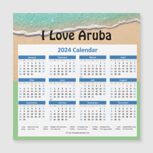 Pequeno Aruba 2024 Calendário Magnético Anual
