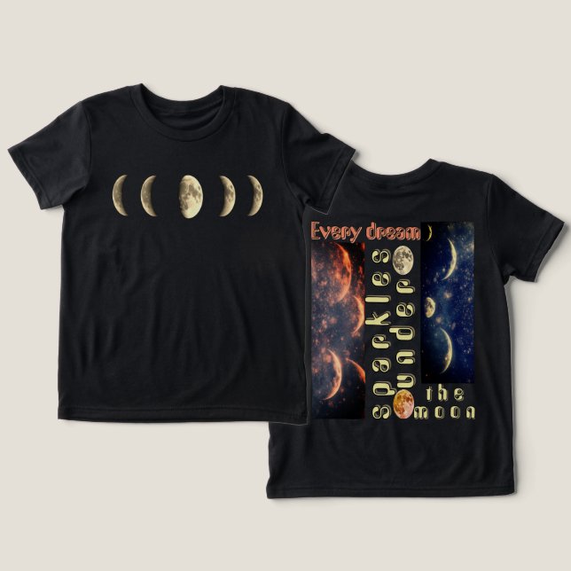 Pequeno Astronauta Camisetas da Lua Crianças Cósmi (Design Frente e Verso)