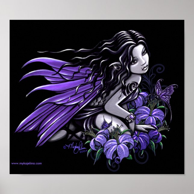 "Pequeno Azul" Violeta Flor de Borboleta Poster (Frente)
