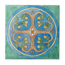 Pequeno azulejo cerâmico estilo siciliano "Árvores