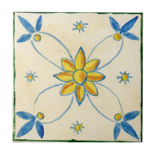Pequeno azulejo cerâmico estilo siciliano "Rosa"