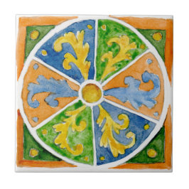 Pequeno azulejo cerâmico estilo siciliano "San Vit