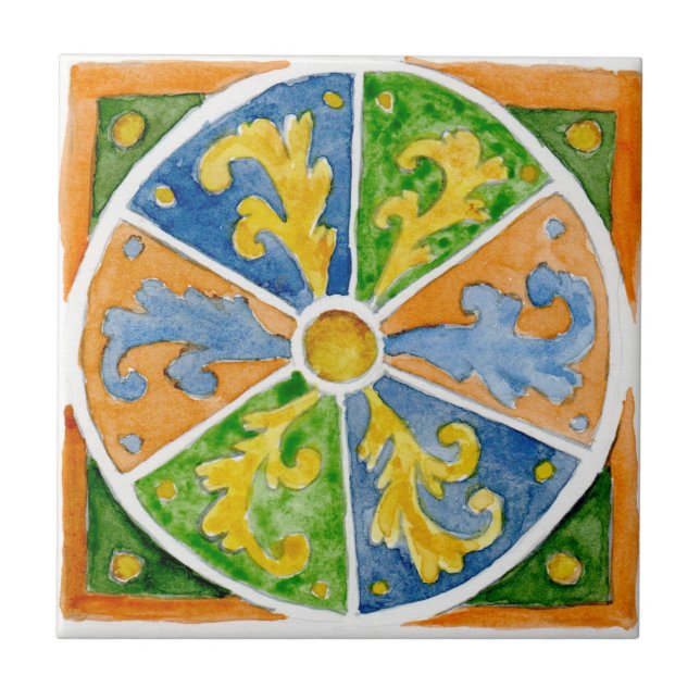 Pequeno azulejo cerâmico estilo siciliano "San Vit (Frente)