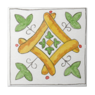 Pequeno azulejo de cerâmica inspirado na Sicília "