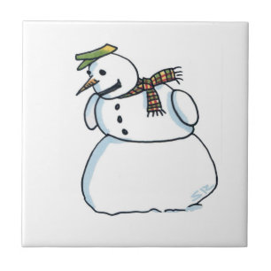 Pequeno azulejo de cerâmica Snowman
