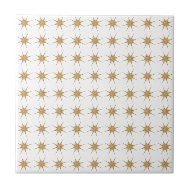 Pequeno Azulejo de padrão Dourado Cerâmico (Frente)