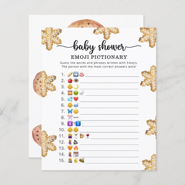 Pequeno biscoito - Jogo de picário Emoji (Frente/Verso)