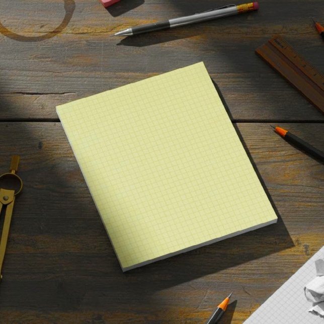 Pequeno Bloco de Notas de Papel Milimetrado Amarel (yellow engineering graph paper, quad ruled paper for drafting, technical drawing paper sheets)