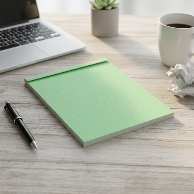 Pequeno Bloco de Notas de Papel Milimetrado Verde  (green graph paper, small grid notepad, pocket math pad, engineering memo pad, quad ruled notebook)