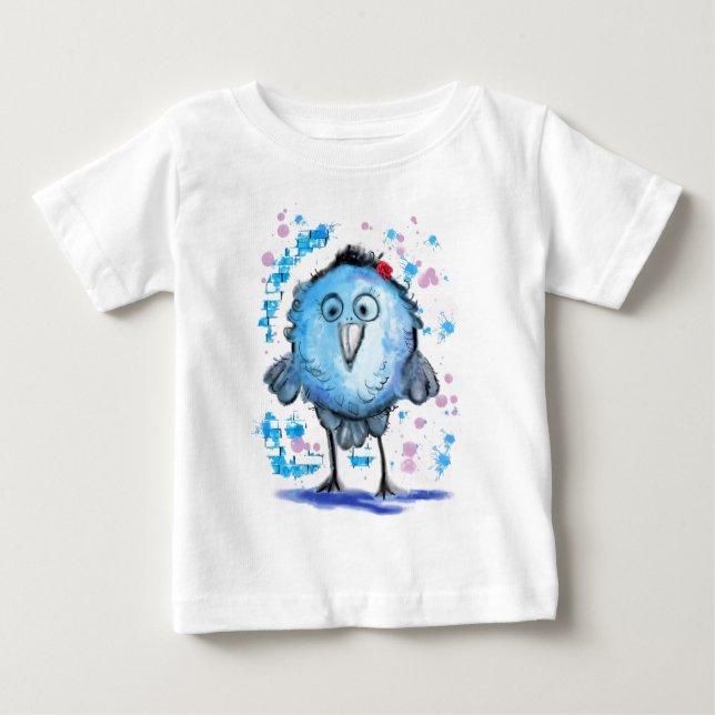 Pequeno Camisinha Azul Engraçado Camiseta Bebê (Frente)