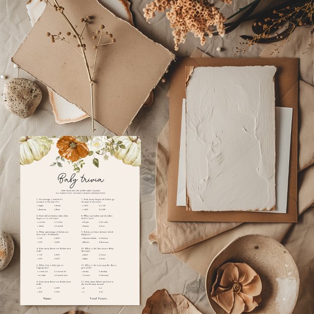 Pequeno Cartão de Chá de fraldas Pumpkin Baby Triv (Criador carregado)