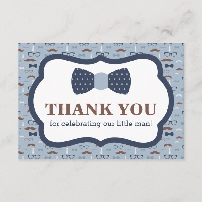 Pequeno Cartões de agradecimentos, Arco Tie, Azul, (Frente)