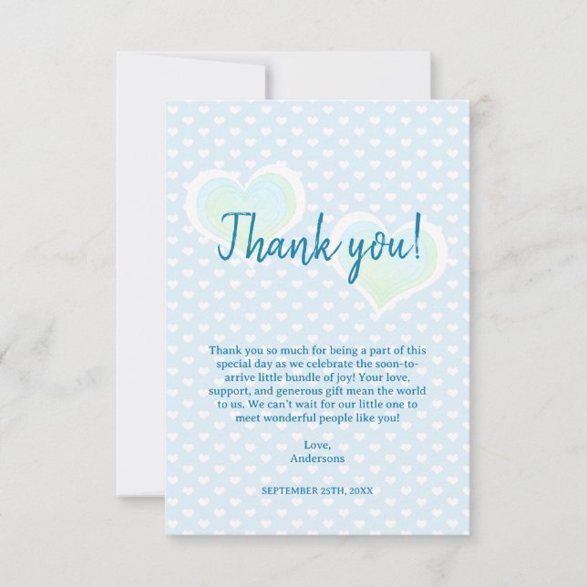 Pequeno Cartões de agradecimentos de Chá de fralda (Frente)