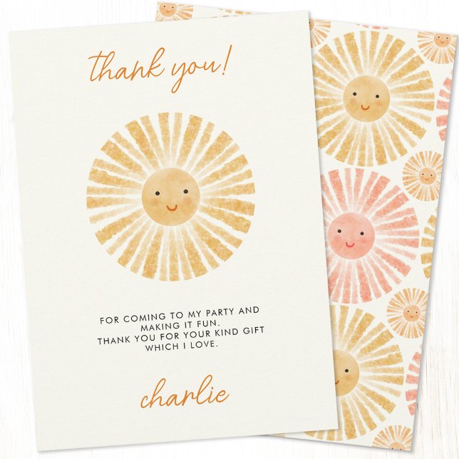 Pequeno Cartões de agradecimentos Sol (Little sunshine personalized custom text thank you card)