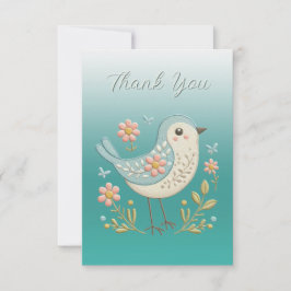 Pequeno Cartões de agradecimentos verde de bordado