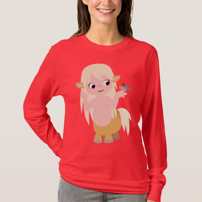 Pequeno Cartoon Bonito Centausto Mulher Camiseta (Frente)