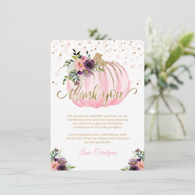 Pequeno Chá de fraldas De Abóbora Obrigado 4,5x6,2 (Em pé/Frente)