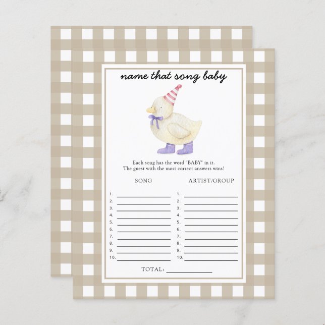 Pequeno chá de fraldas de pato - Dê um nome a essa (Frente/Verso)