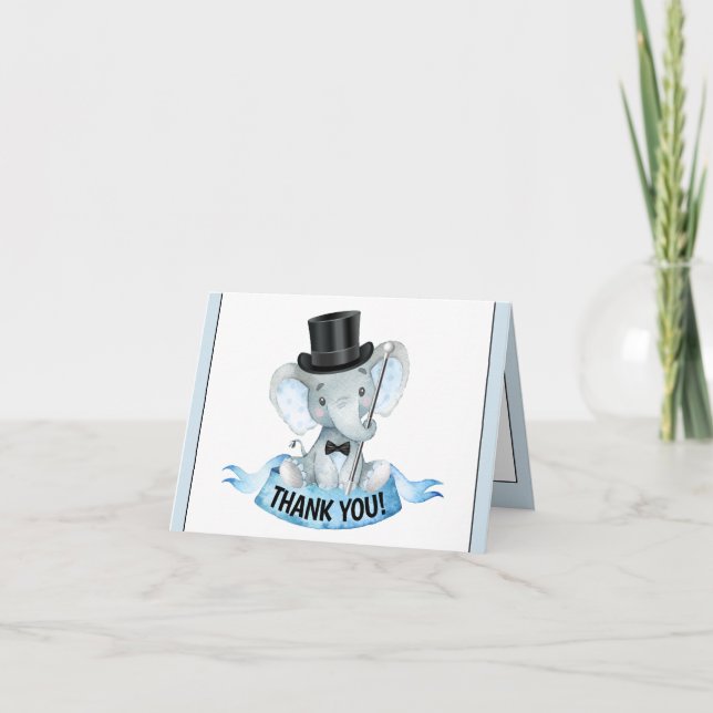 Pequeno Chá de fraldas Elefante Obrigado Cartões (Frente)