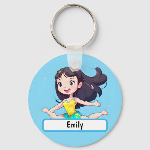 Pequeno Chaveiro de ginasta bonito com nametag per
