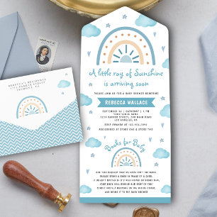 Pequeno Chuveiro de Bebê Azul Boho Arco-Íris Sunsh