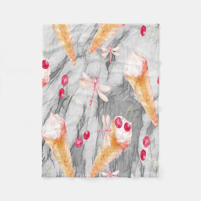 Pequeno cobertor de velo com Sorvetes (Frente)