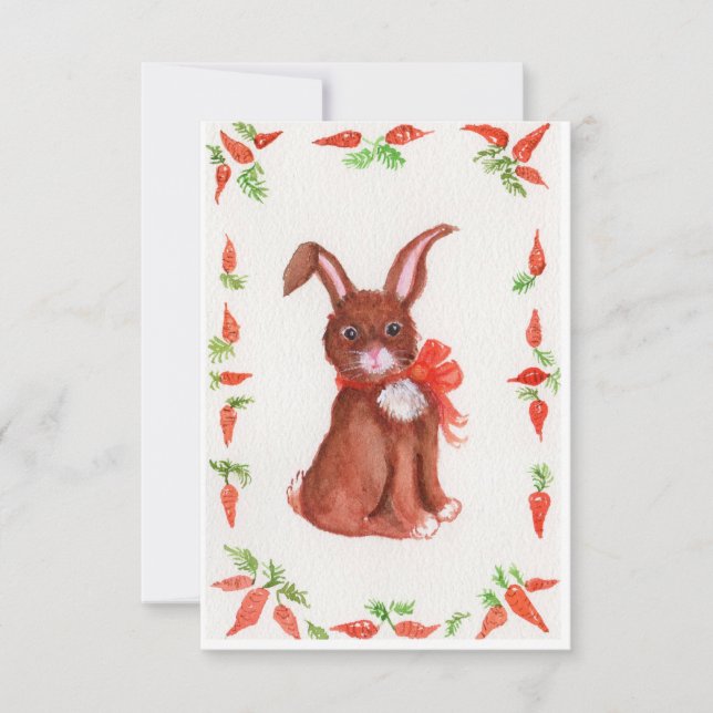 Pequeno Coelho Marrom com Convite para Carrots (Frente)