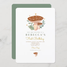 Pequeno Cogumelo Primeiro Convite de Aniversário