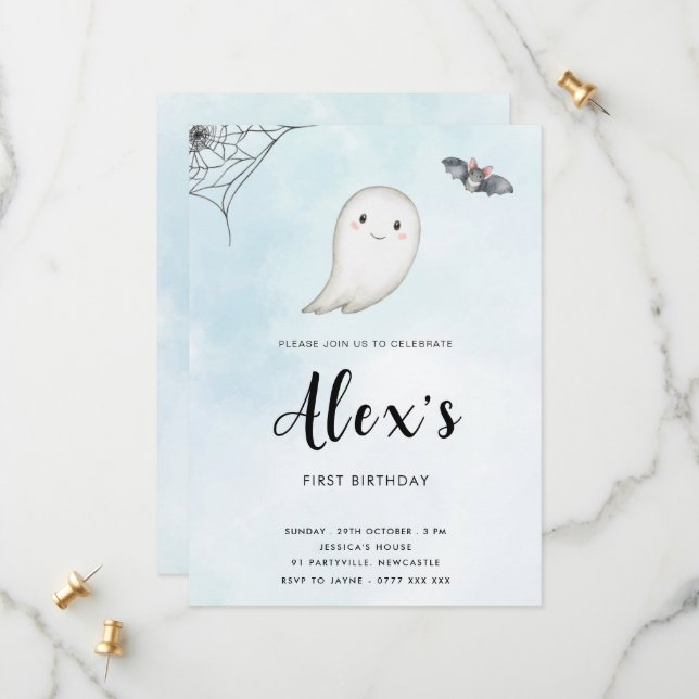 Pequeno Convite de aniversário Boo (Frente/Verso In Situ)