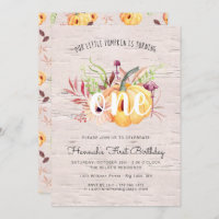 Pequeno Convite de aniversário de outono de Abóbor