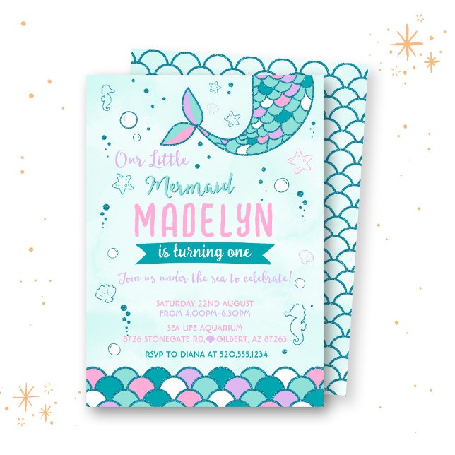 Pequeno Convite de Aniversário para Sereia (Criador carregado)