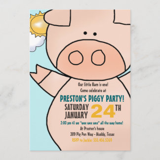 Pequeno Convite de aniversário Piggy