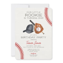 Pequeno Convite de aniversário Rookie Baseball