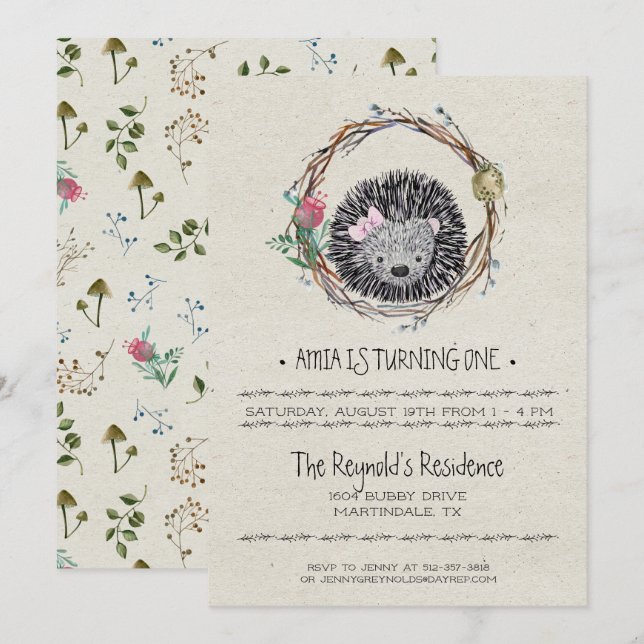 Pequeno Convite de festas de porco (Frente/Verso)