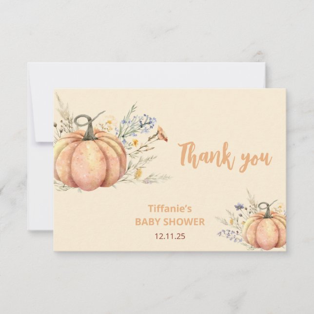 Pequeno Convite para Chá de fraldas de Abóbora | T (Frente)