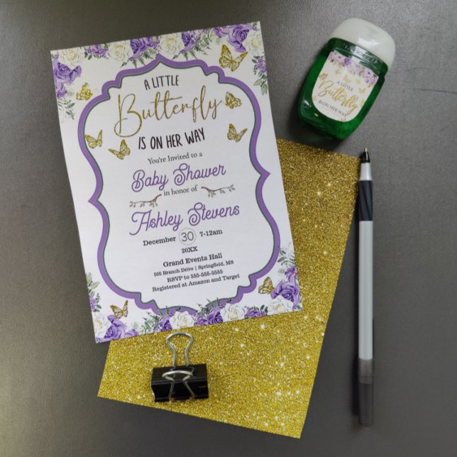 Pequeno convite para chá de fraldas de borboletas (Criador carregado)