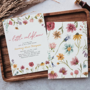 Pequeno Convite para Chá de fraldas de Flor Selvag