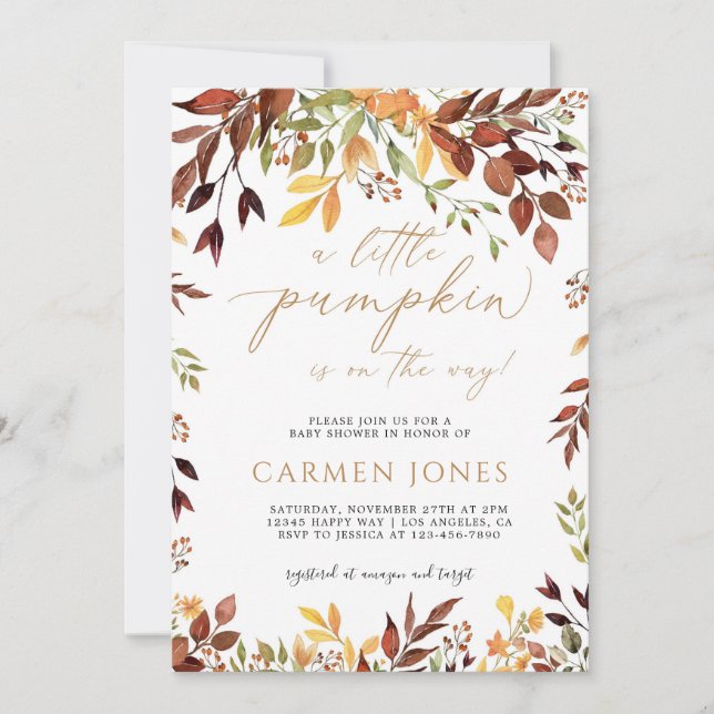 Pequeno Convite para Chá de fraldas de outono de A (Frente)