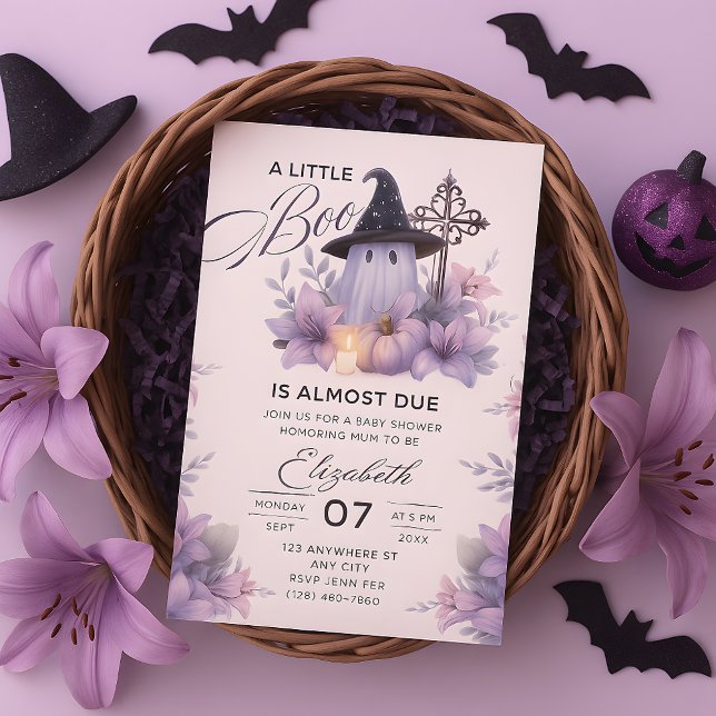 pequeno convite para chá de fraldas no Halloween P (little boo baby shower invitation, Halloween Flyer Baby Shower, Little Boo Invitation Little Boo Bab)