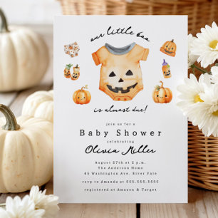 Pequeno Convite para Chá de fraldas Pumpkin Boo
