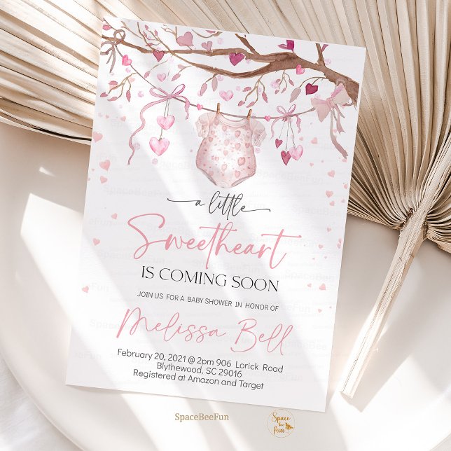 Pequeno Convite para Chás de fraldas Swetheart, Va (baby shower invitation, valentine baby shower, little sweetheart baby shower, baby shower card, prin)