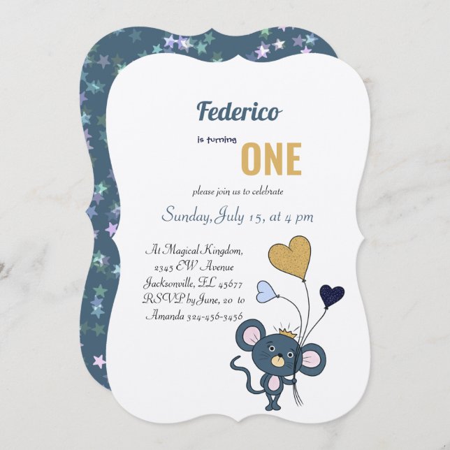 Pequeno convite para o aniversário do rato da cinz (Frente/Verso)