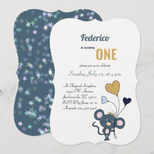 Pequeno convite para o aniversário do rato da cinz