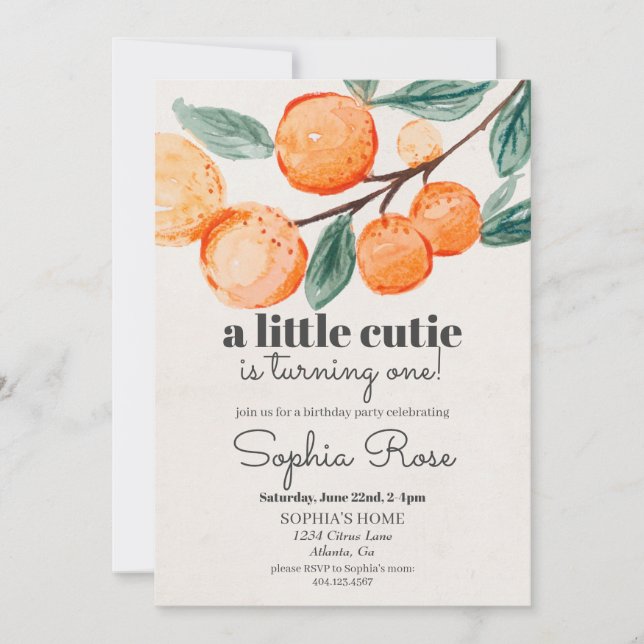 Pequeno convite para o primeiro aniversário de lar (Frente)