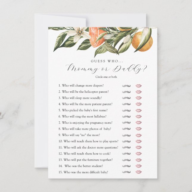 Pequeno Cutil Citrus Guess Que Cartão De Jogo De C (Frente)