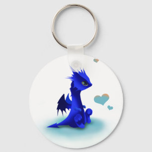 Pequeno dragão azul de chaveiro amoroso